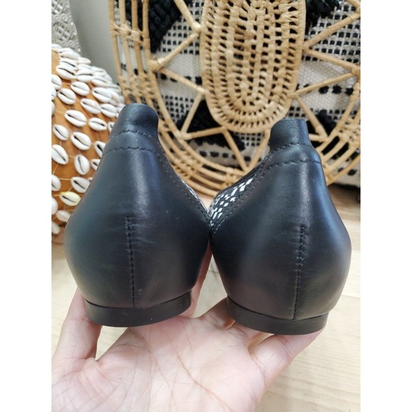 Munro Henlee Ballet Dress Flats Shoes Cap Toe Black Cream Check Women's 10W EUC - Picture 4 of 13